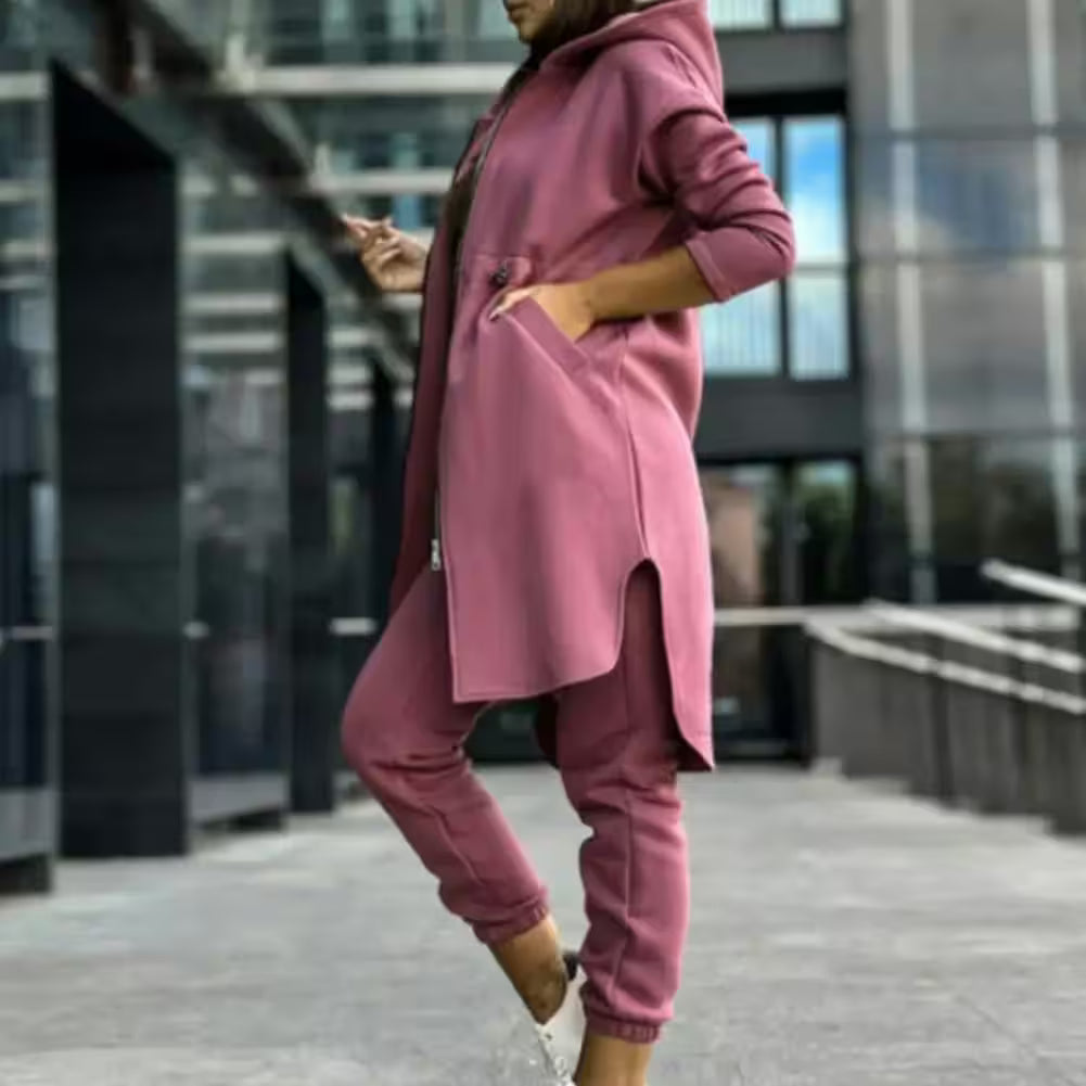 Pants Set Tracksuit Zipper Hooded Coat - Additional View 3