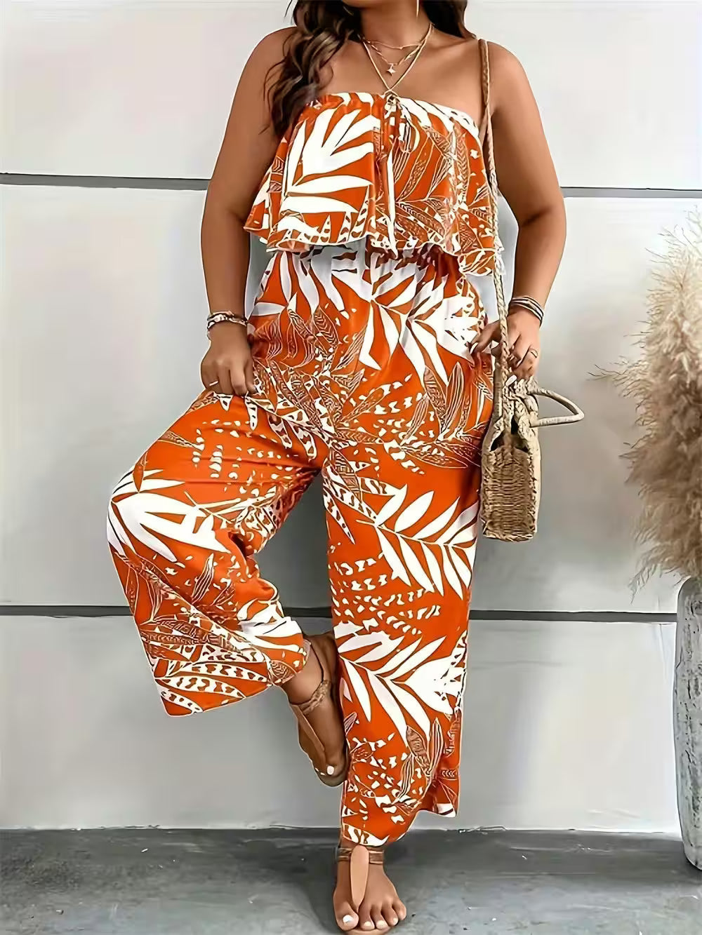 Dresses - Plus Size Sexy Off Shoulder Ruffle Jumpsuits