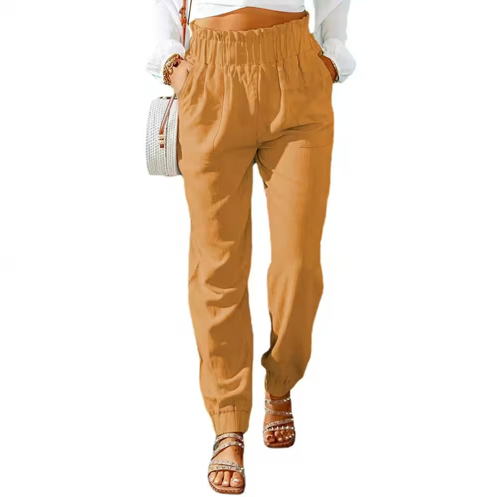 Ruffled Elastic Waistband High Waisted Pants - Additional View 5