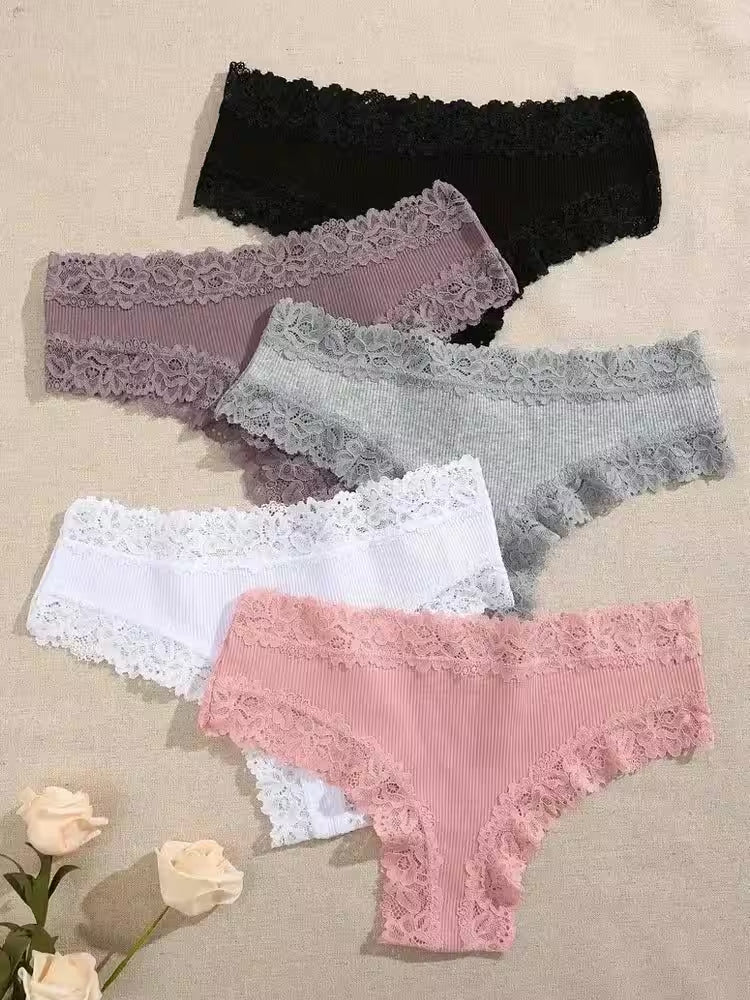 5Pcs/set Cotton Panties Floral Lace Intimate Underwear Trendy - Additional View 24