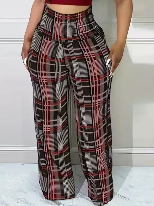 Plaid Wide Leg Pants  High Waist Casual Spring - Additional View 3