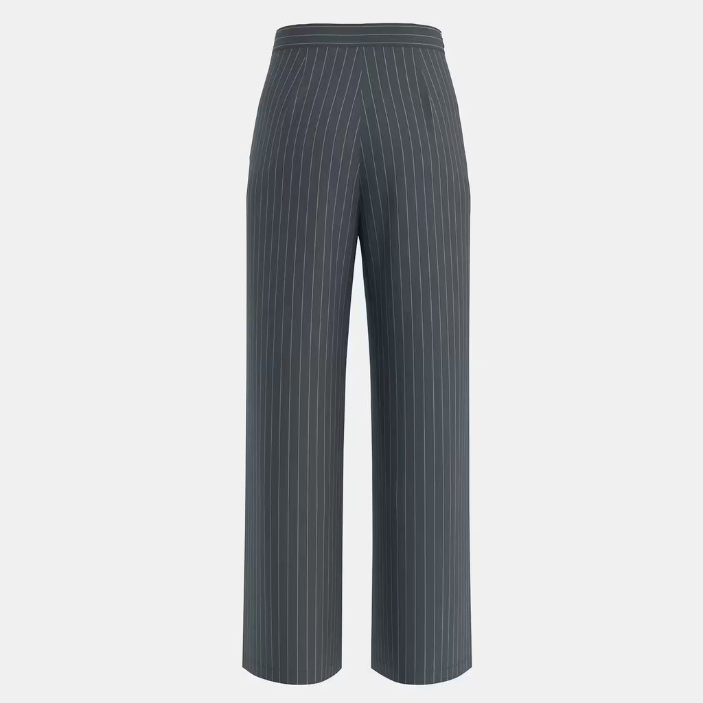 Pants Retro French Striped Waist Straight Casual - Additional View 3