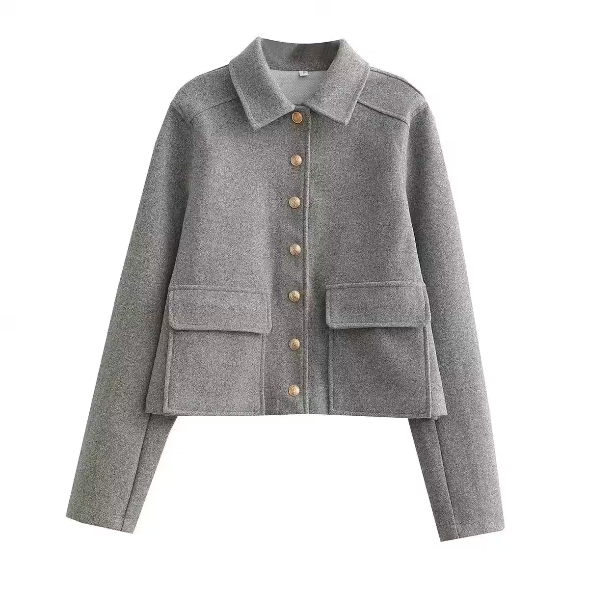 Jacket Women Button Cropped - Women's Fashion - View 4