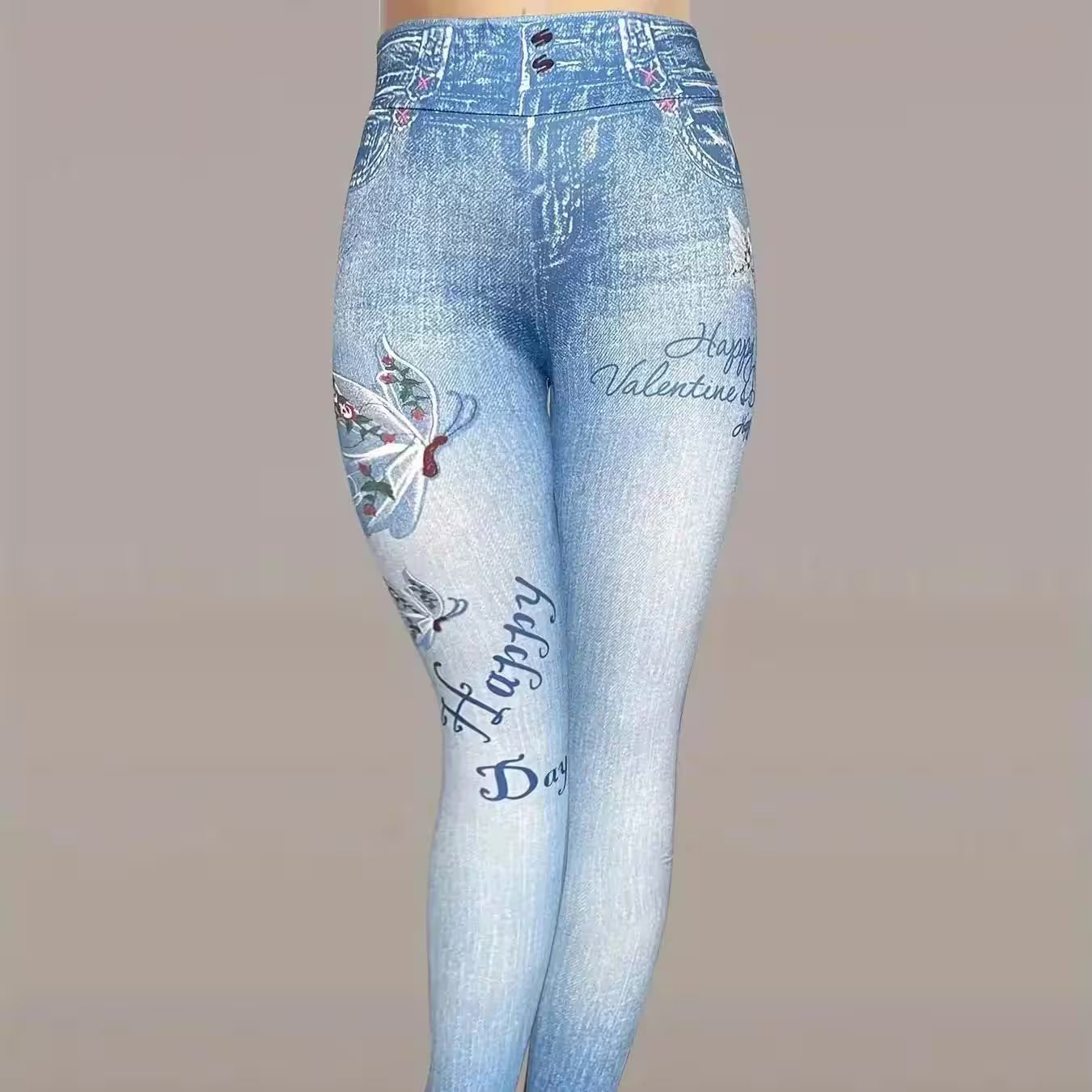 Butterfly Print Skinny Leggings - Additional View 10