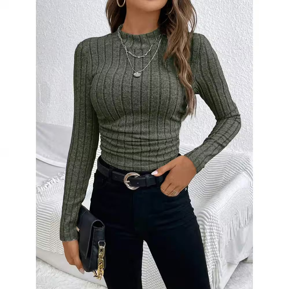 T-Shirts Plain Elasticity Long Sleeve Skinny - Additional View 6
