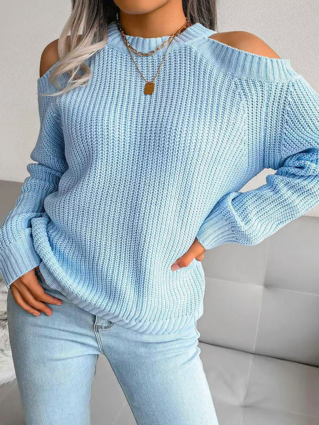 Casual Long Sleeve Knitted Pullover - Women's Fashion - View 16