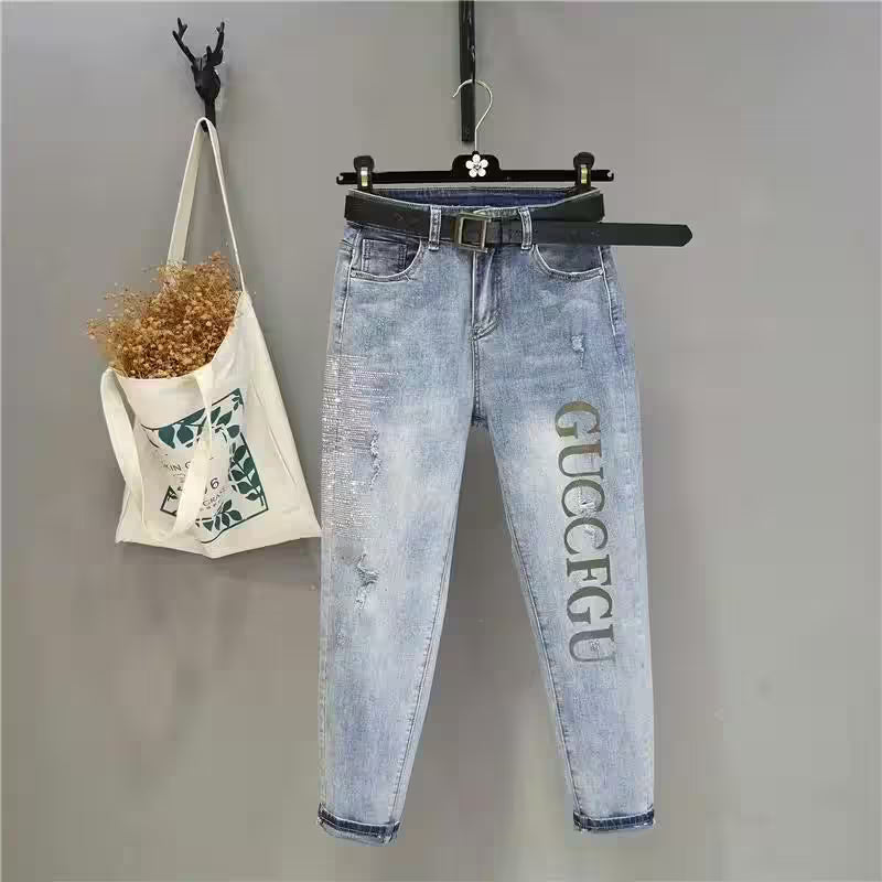 Jeans Streetwear Diamonds High Waisted Casual - Additional View 8
