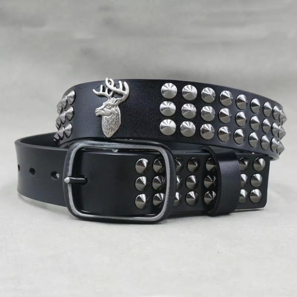 Nice Rivet Genuine Leather Belt Goth Style - Additional View 8