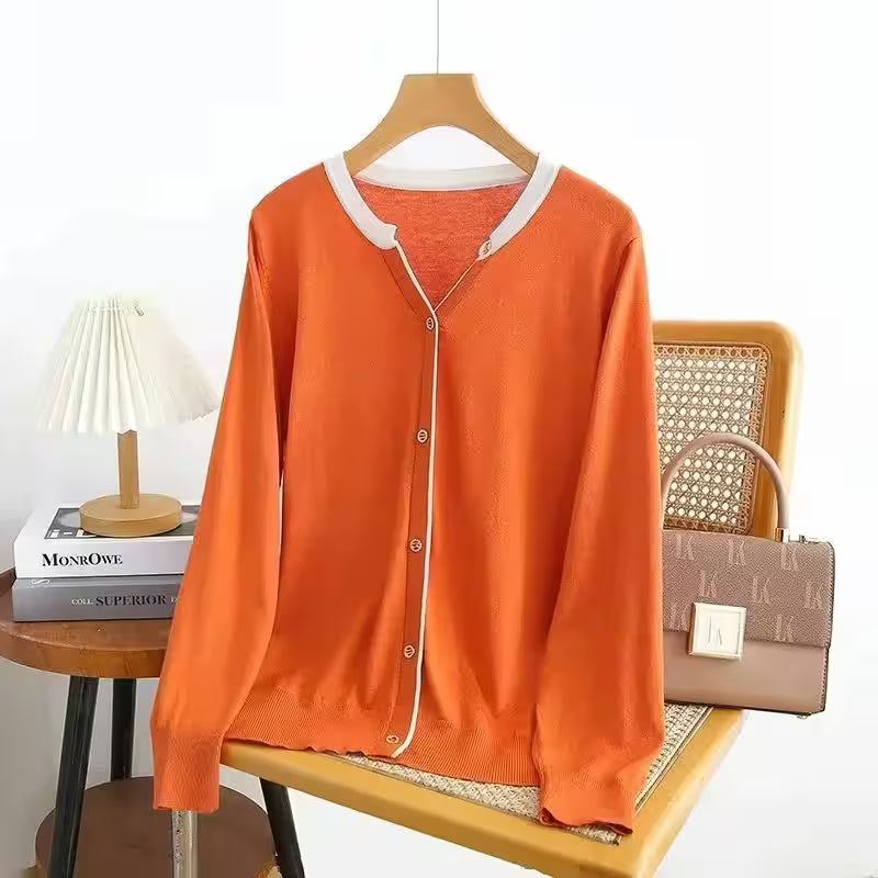 Plus Size  V-Neck Stripe Knitted Pullover - Additional View 8