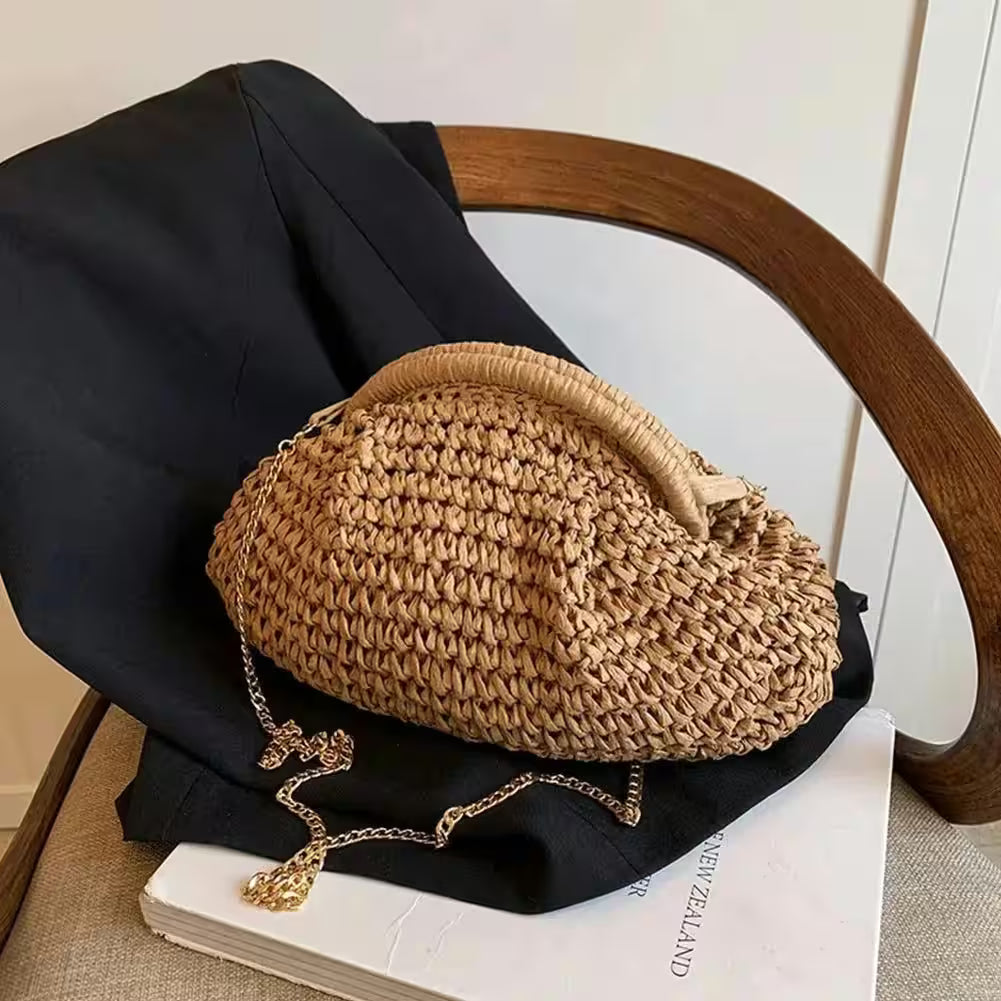 Bag Chain Strap Straw Stylish Crossbody - Flair Feminine
