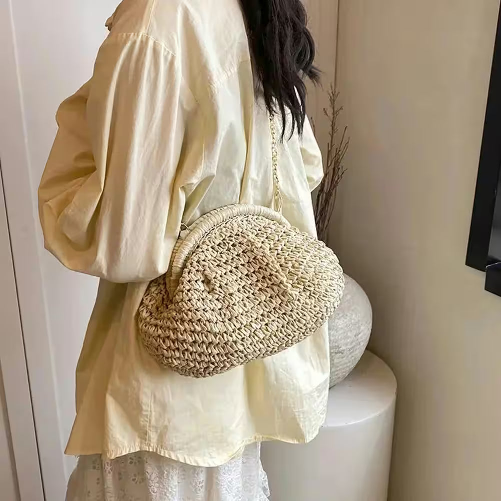 Bag Chain Strap Straw Stylish Crossbody - Flair Feminine
