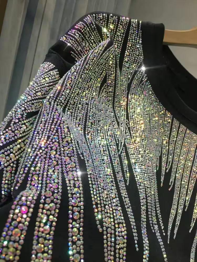 L-4XL Plus Size Tops Rhinestone Graphic T-shirts - Additional View 3