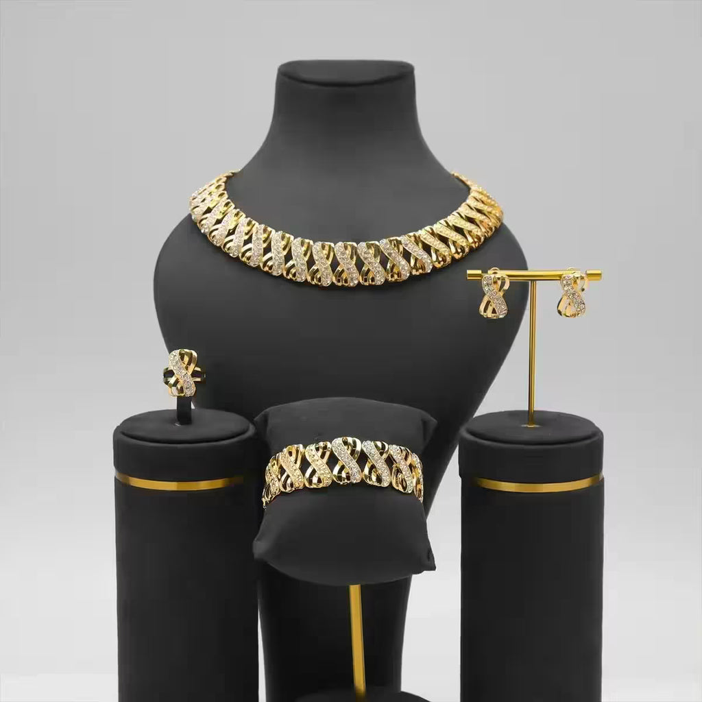 Set Choker Necklace Earrings Rings - Additional View 2