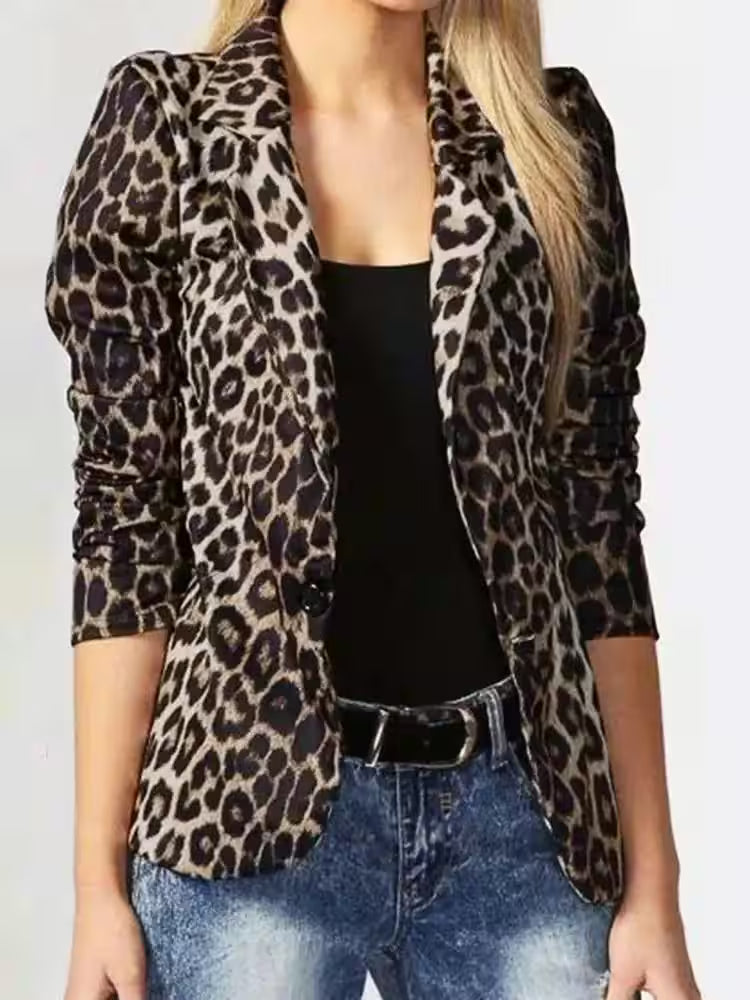 Rings - Fashion Leopard Printed Vintage Blazer