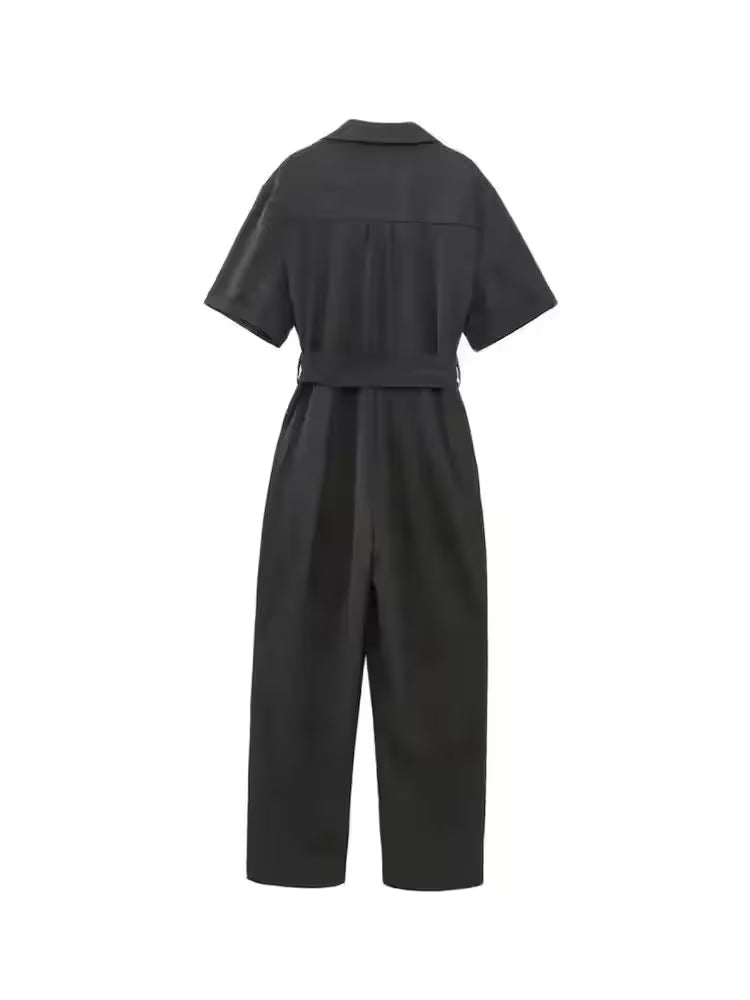 Jumpsuits Vintage Short Sleeve Side Pockets - Additional View 2