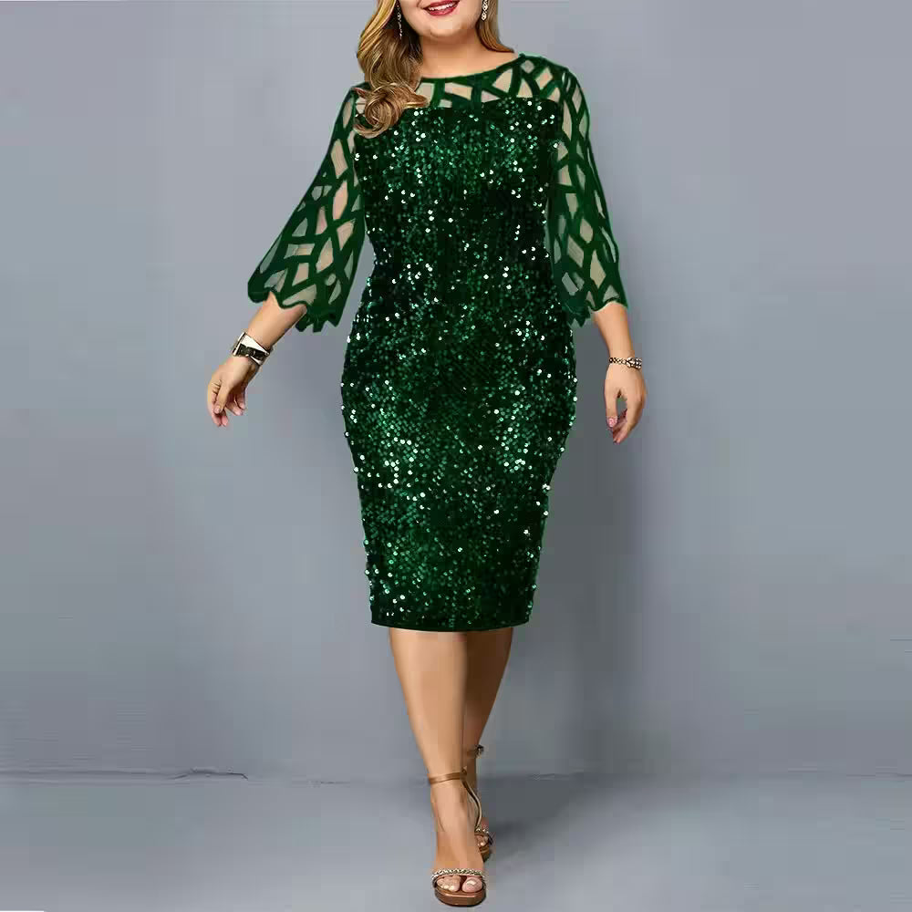 Party Dress 3/4 Sleeves Plus Size Mid - Additional View 2