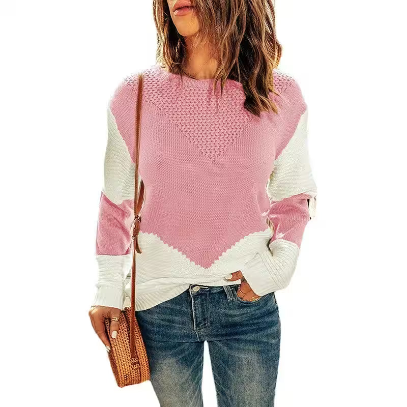 Neck Contrasting Base Sweater Pullover - Women's Fashion - View 4