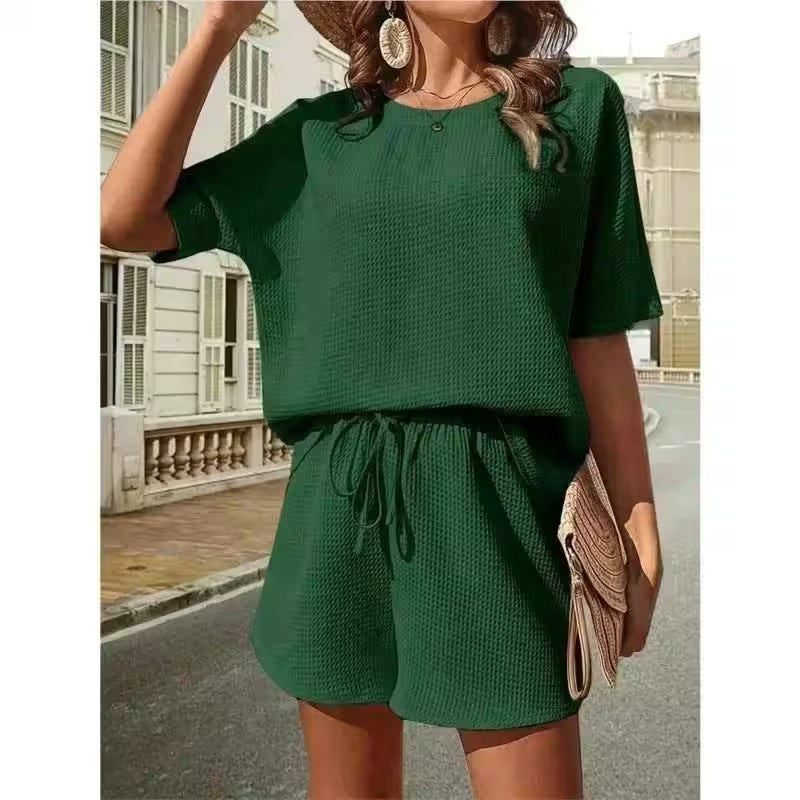 Clothing - 2 Piece Sets Outfit Solid Color Casual Loose Short