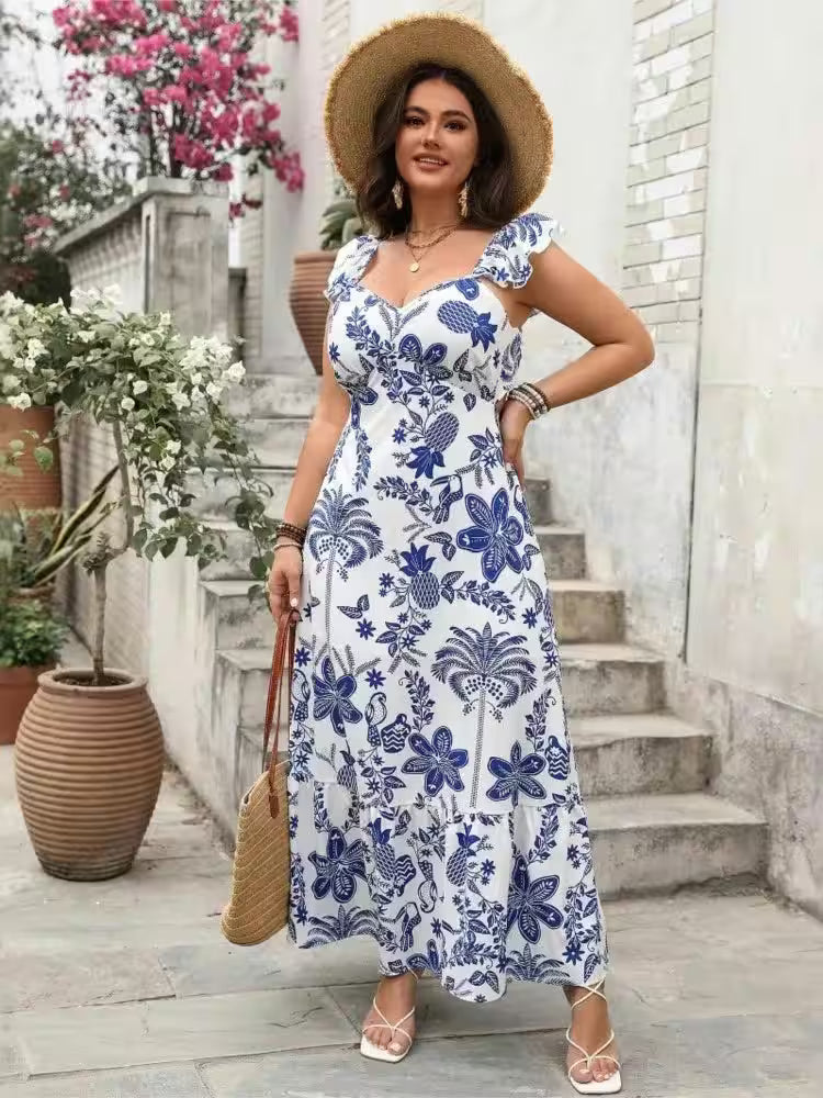 Dresses - Plus Size Slip Dress Floral Print Modis Slim
