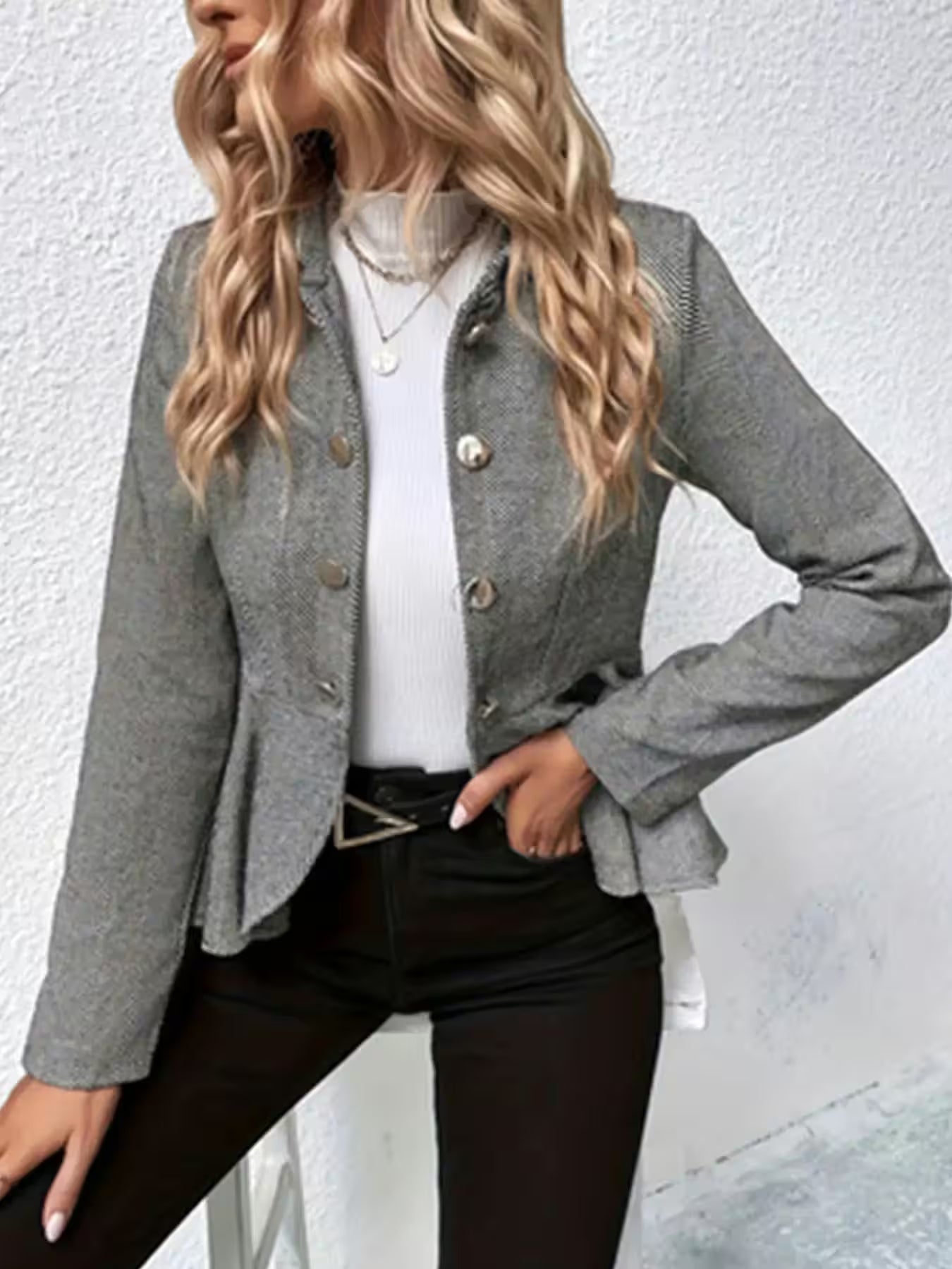 Plus Size Casual Coat Plus Chevron Print Long Sleeve - Additional View 4
