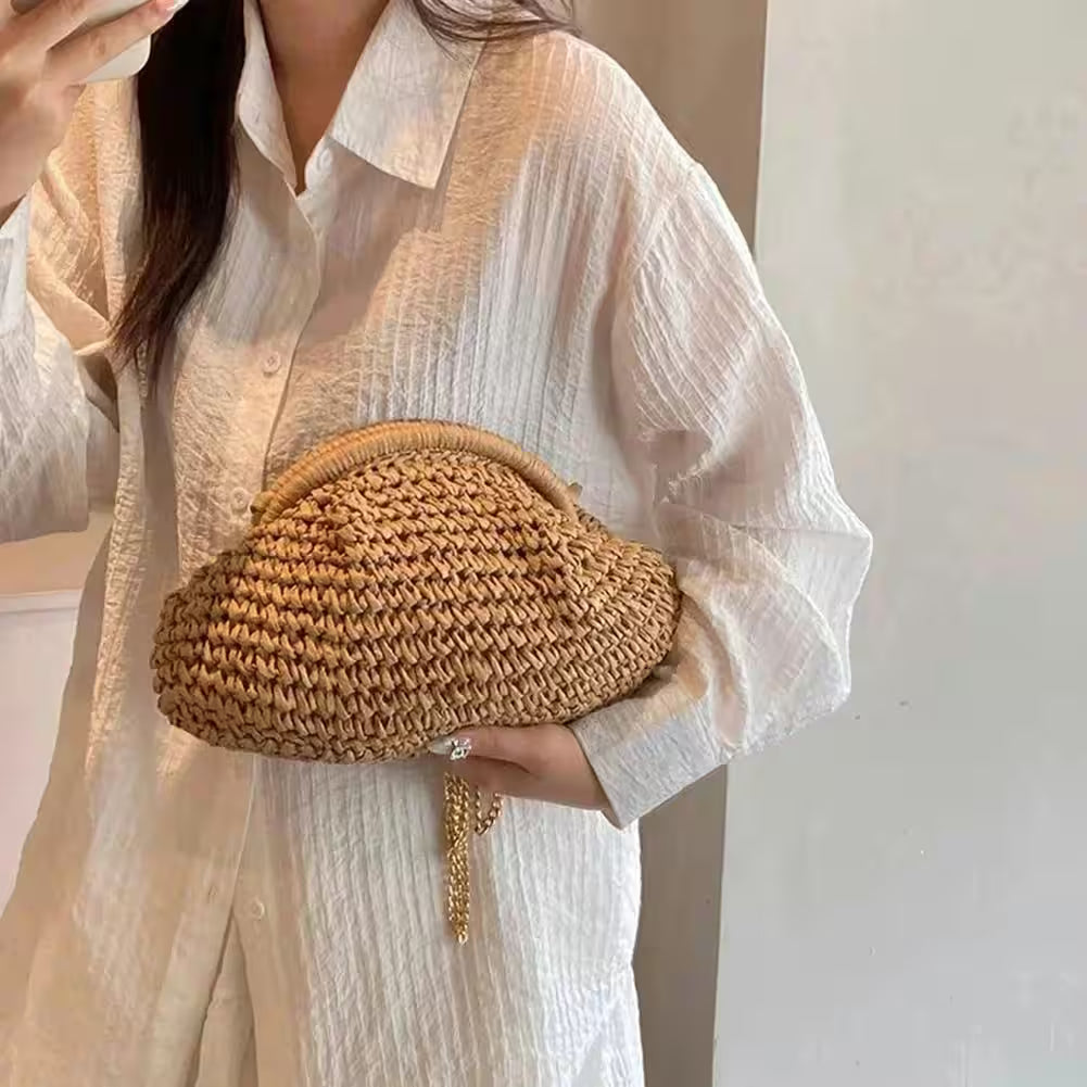 Bag Chain Strap Straw Stylish Crossbody - Flair Feminine