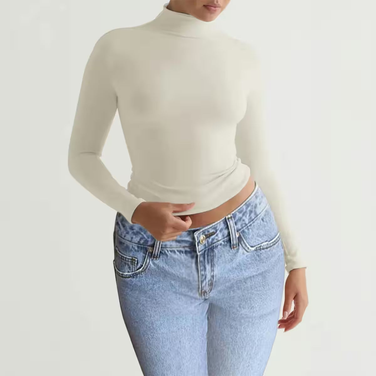 Long Sleeve Tops Lady's Bottoming Shirt Clothing - Additional View 3