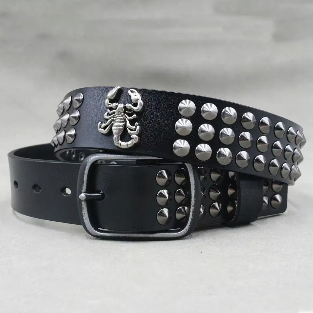 Nice Rivet Genuine Leather Belt Goth Style - Additional View 34