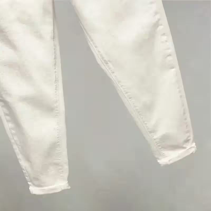 Jeans White High Waist Skinny Cropped Tappered Casual Pantalones - Additional View 5