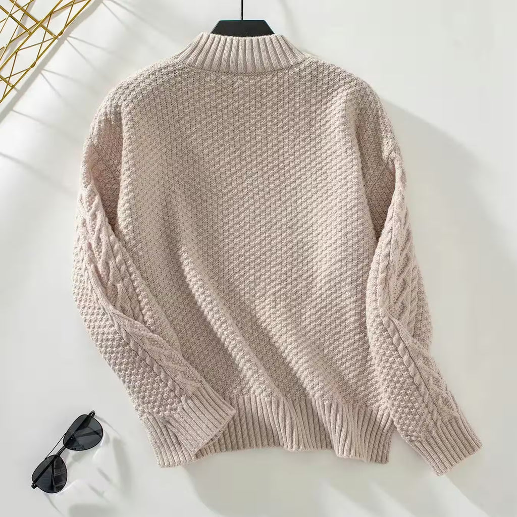 Neckline Knit Sweater Loose Long -sleeved Pullover - Women's Fashion - View 4