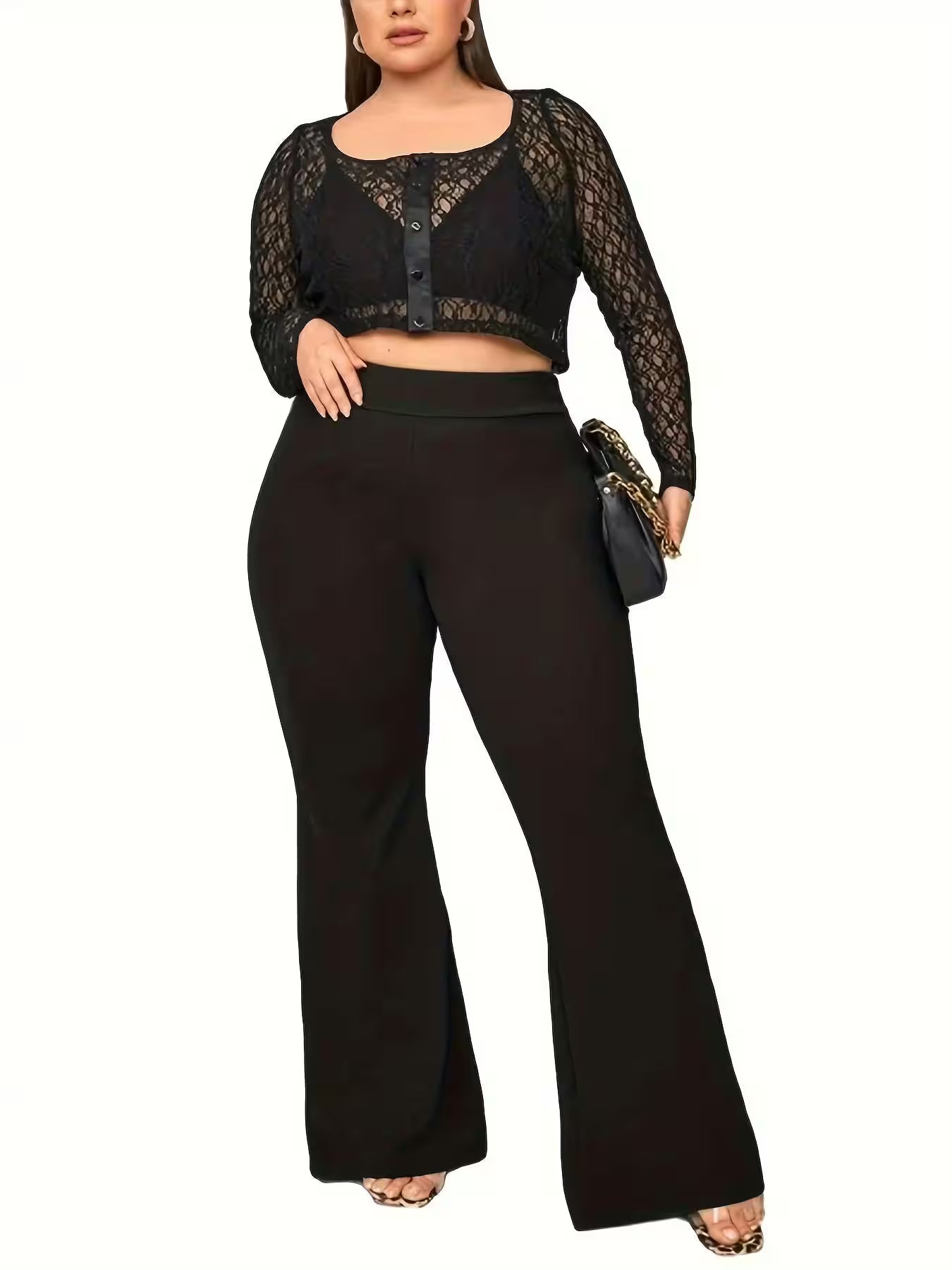 Plus-size British street style fashion flared pants - Additional View 3