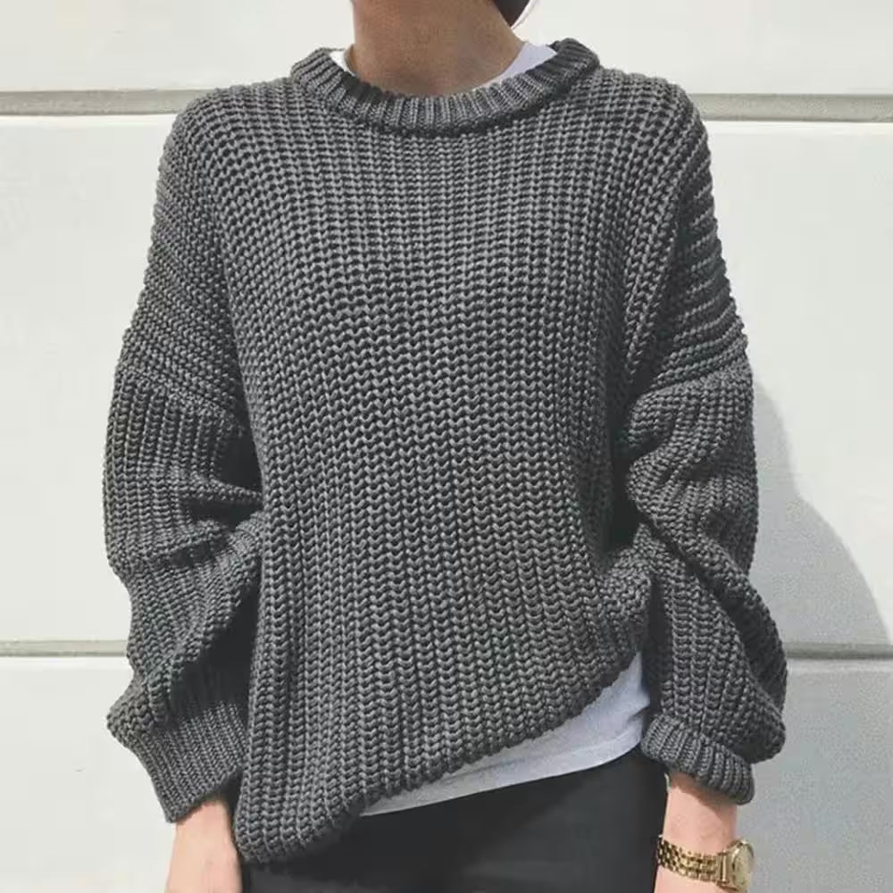 Casual Simple Neck Loose Knit Pullover Sweate - Additional View 4