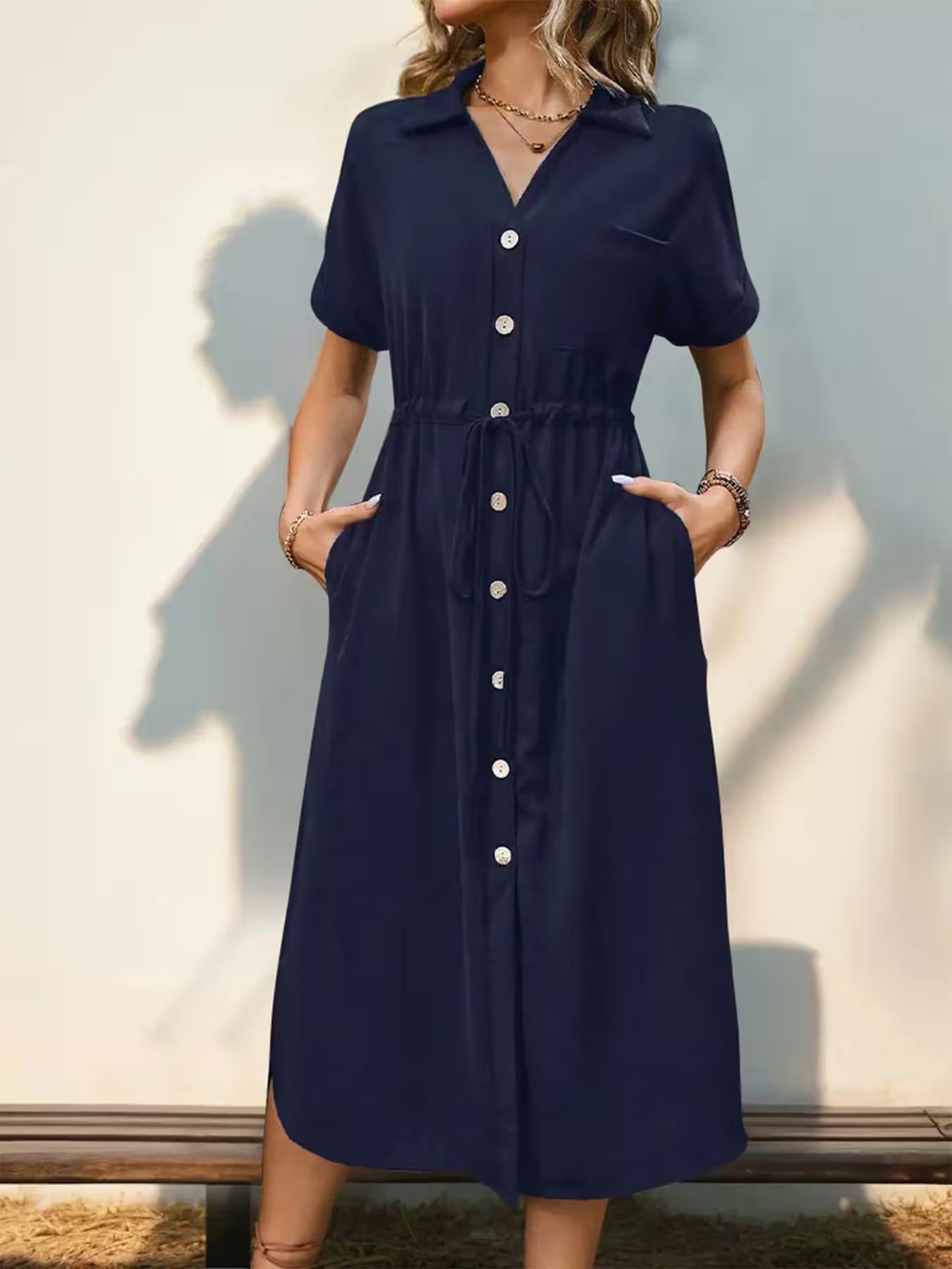 Fashion Commuter New Lapel Shirt Dress - Additional View 4