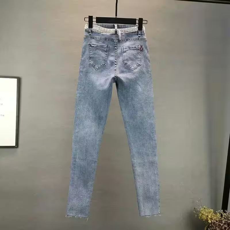 Jeans Streetwear Diamonds High Waisted Casual - Additional View 3