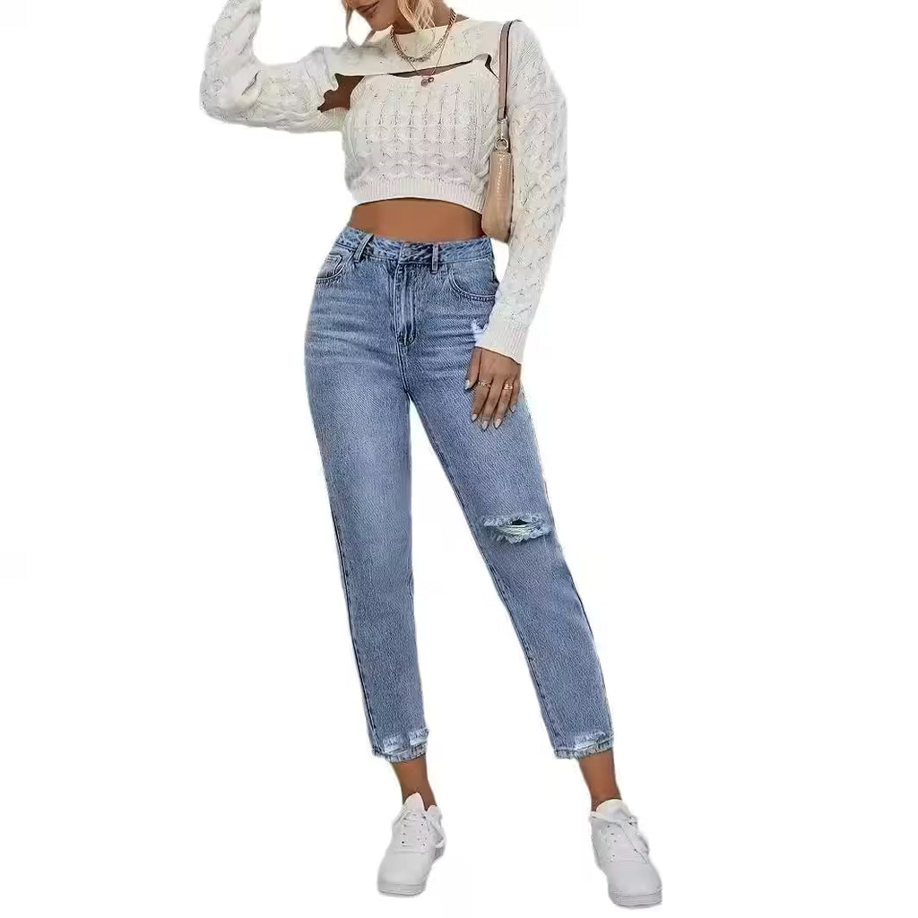 Casual Washed Ripped Jeans Spring - Additional View 4