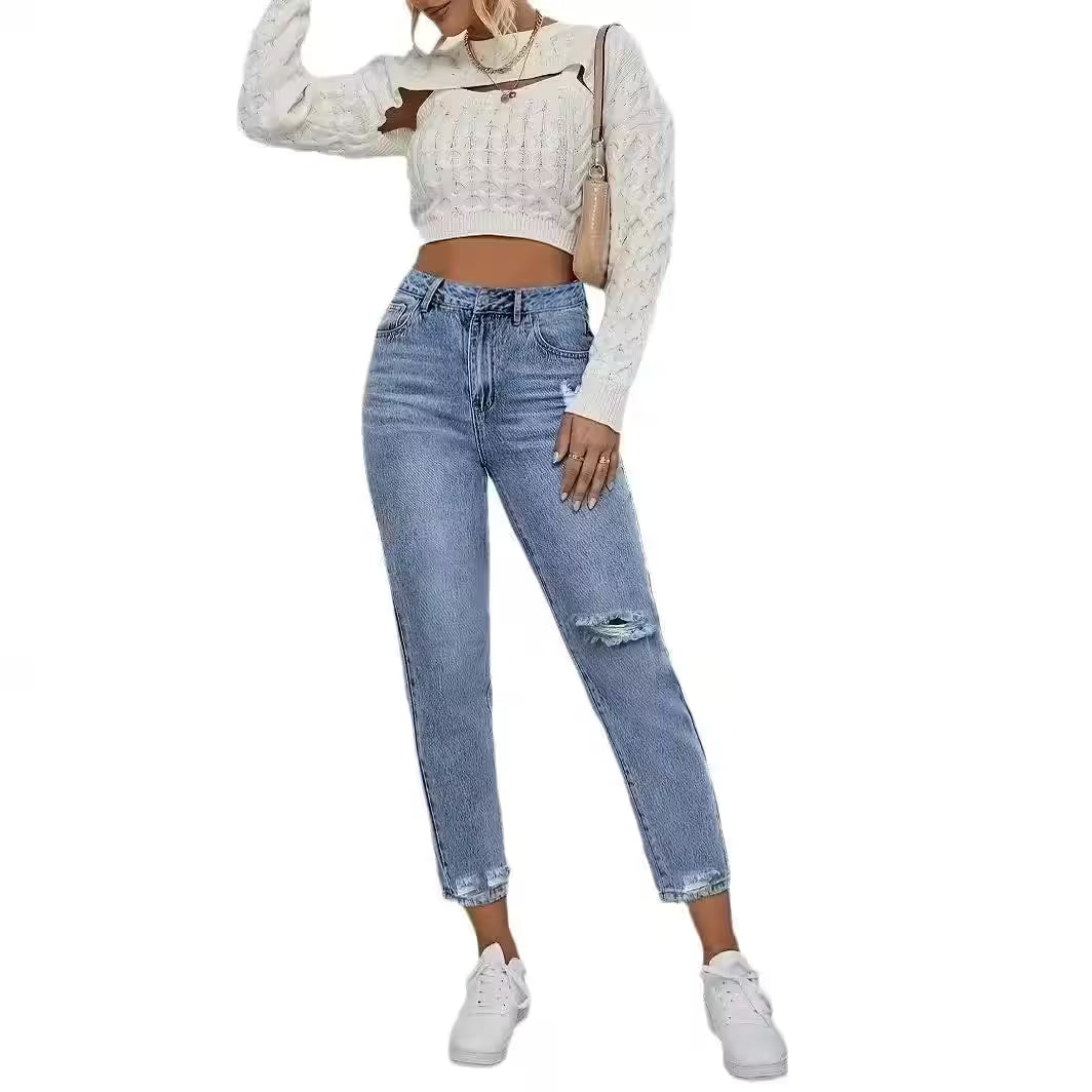Casual Washed Ripped Jeans Spring - Additional View 4