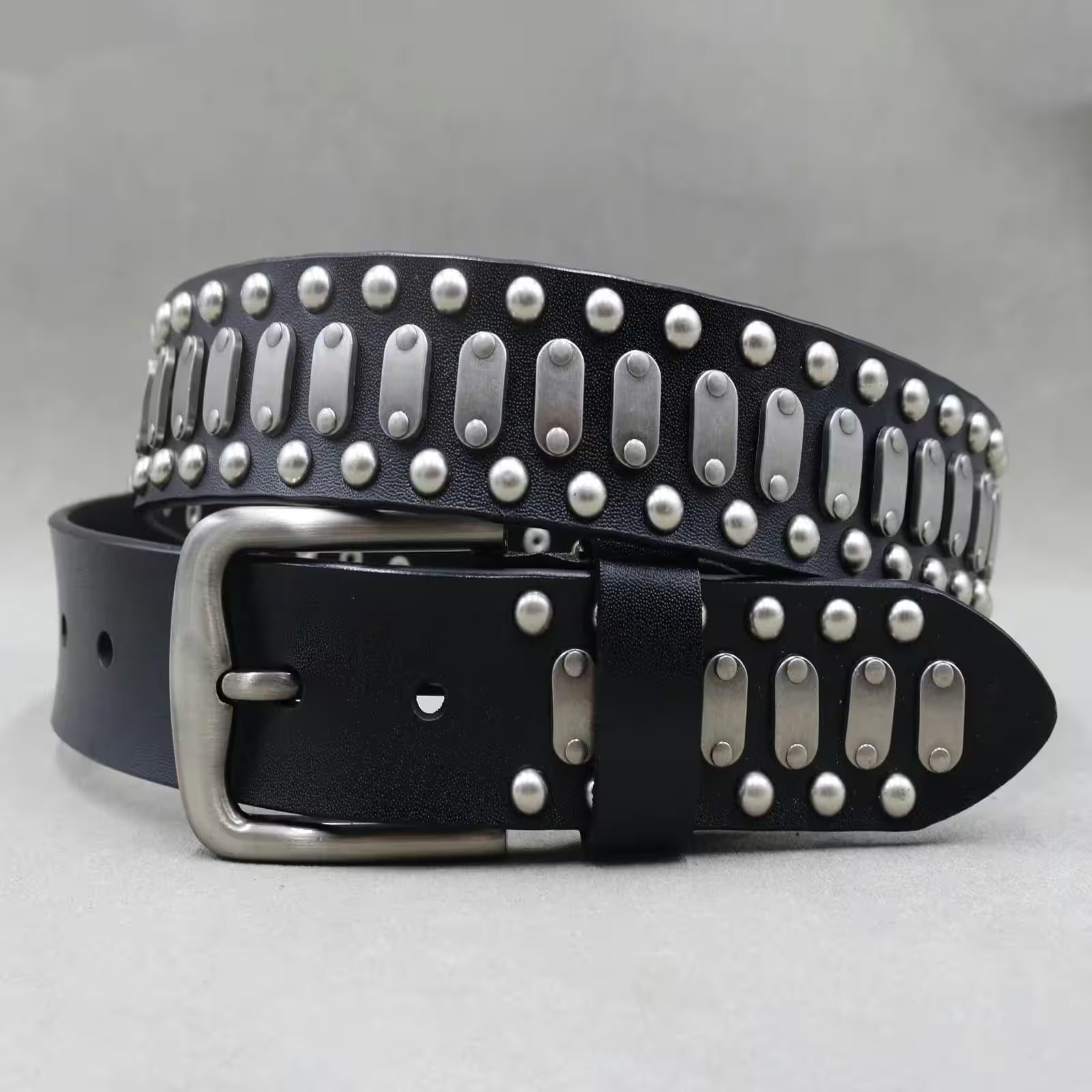Nice Rivet Genuine Leather Belt Goth Style - Additional View 5