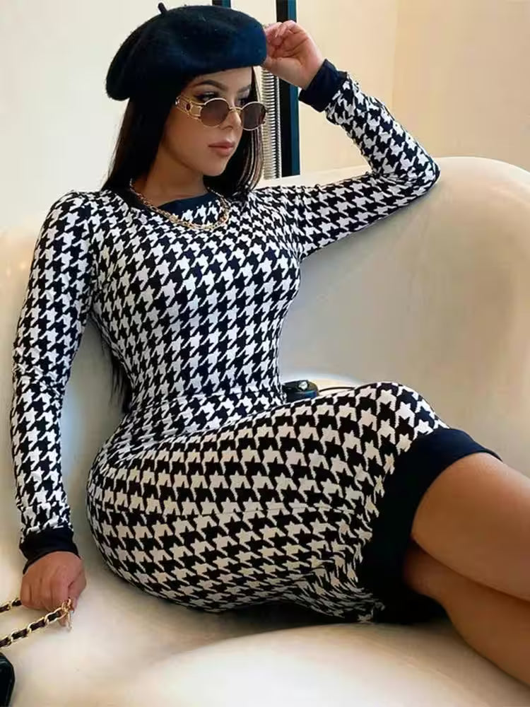 Midi Dress Sexy Streetwear Autumn Winter Elegant Slim - Additional View 7