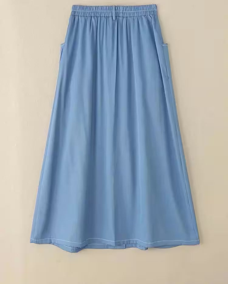 Casual Elastic Waist A-line Maxi Skirts - Additional View 6