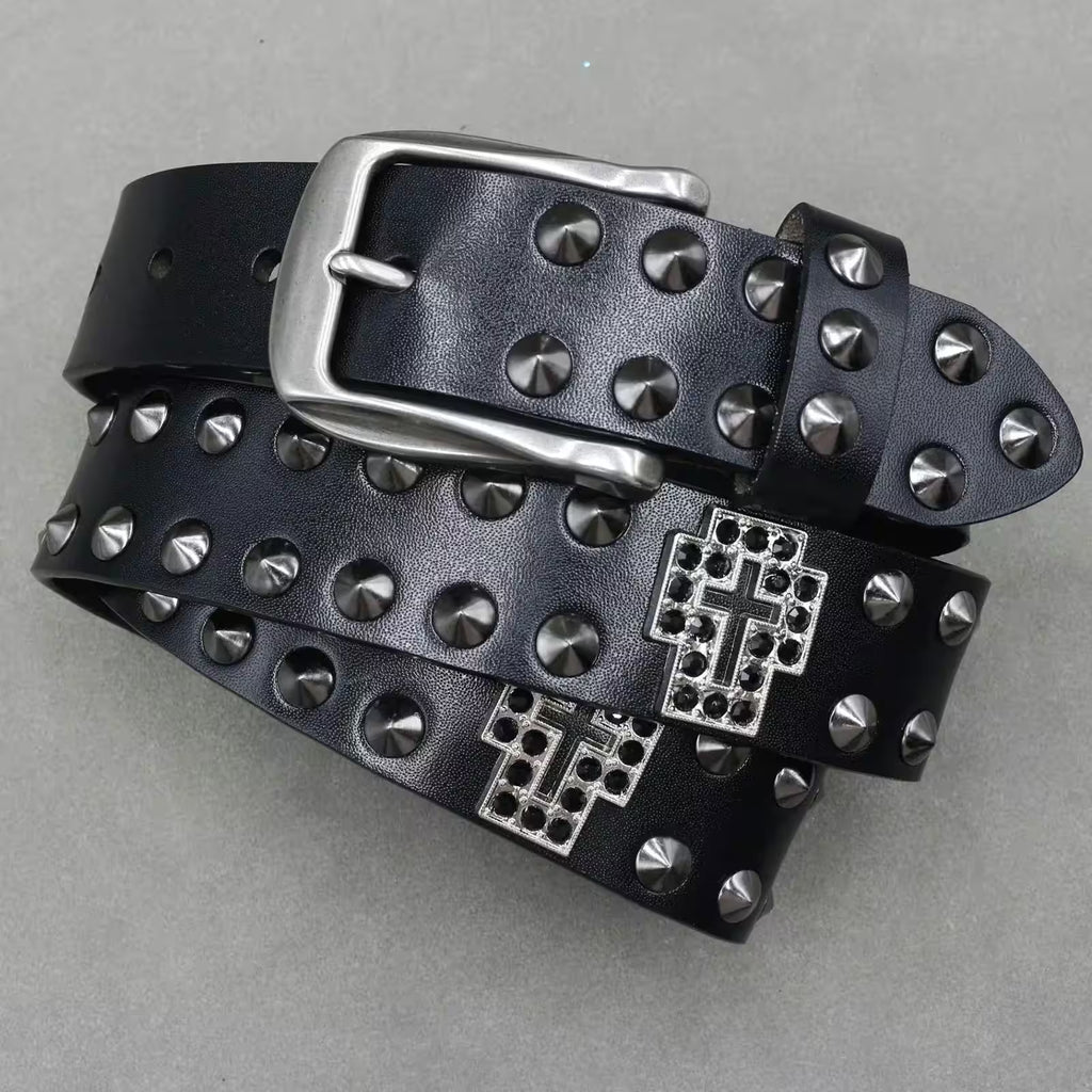 Nice Rivet Genuine Leather Belt Goth Style - Additional View 25