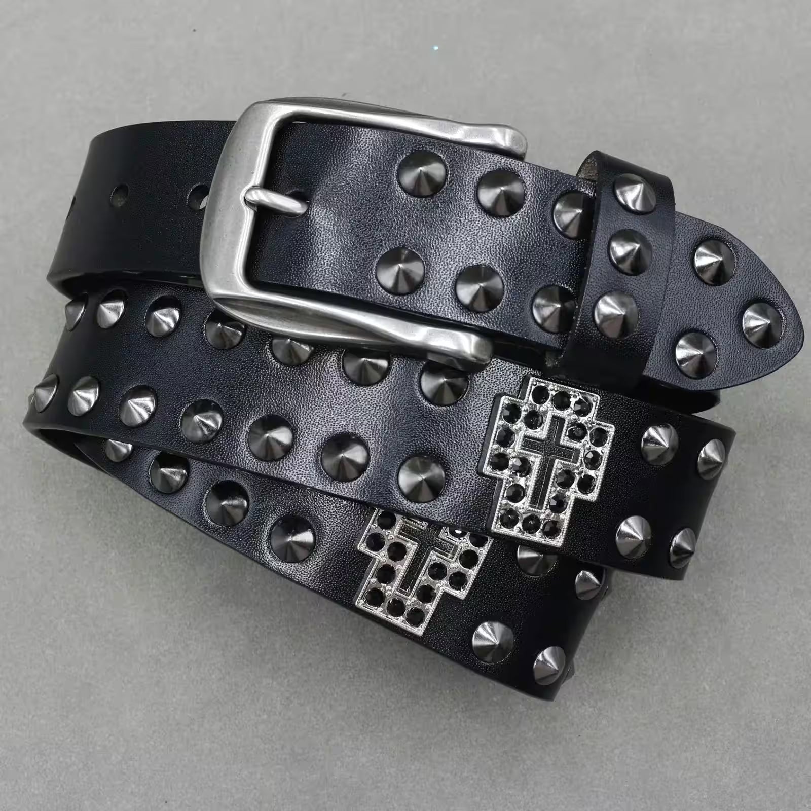 Nice Rivet Genuine Leather Belt Goth Style - Additional View 25