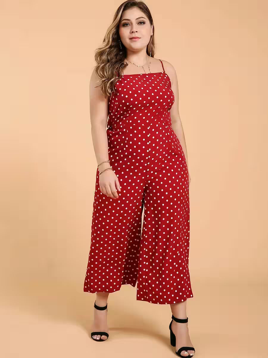 Plus Size Jumpsuits Sleeveless Polka Dots - Additional View 2