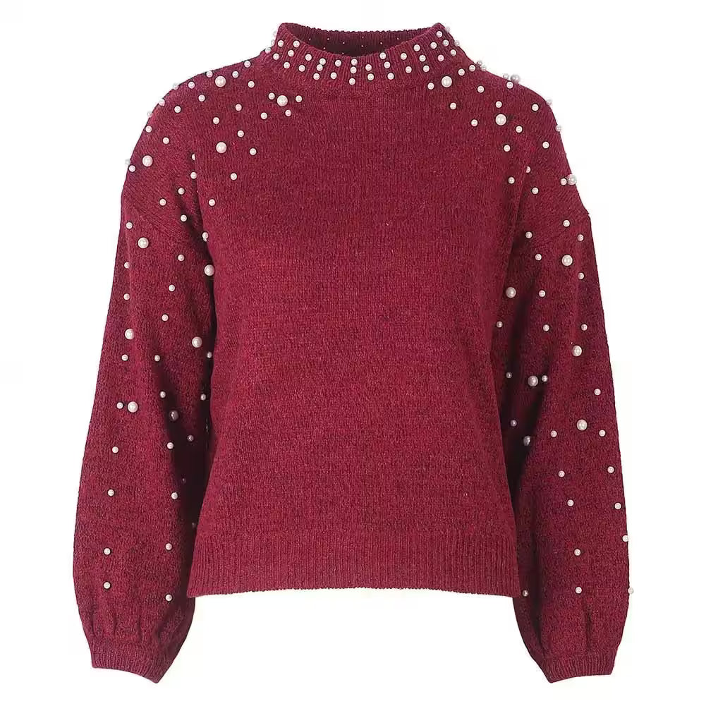 Sweater Knitted Neck Short Pullover Long Sleeves - Women's Fashion - View 4