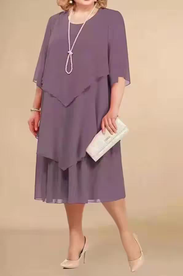 Dresses - Plus Size Elegant Chiffon Dress Irregular