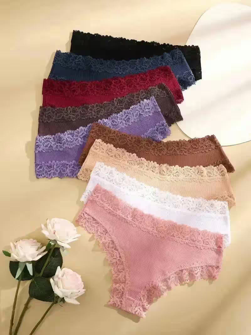 5Pcs/set Cotton Panties Floral Lace Intimate Underwear Trendy - Additional View 3