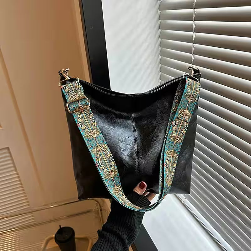 Wide Geometric Strap Shoulder Bag Large Capacity Crossbody - Additional View 7