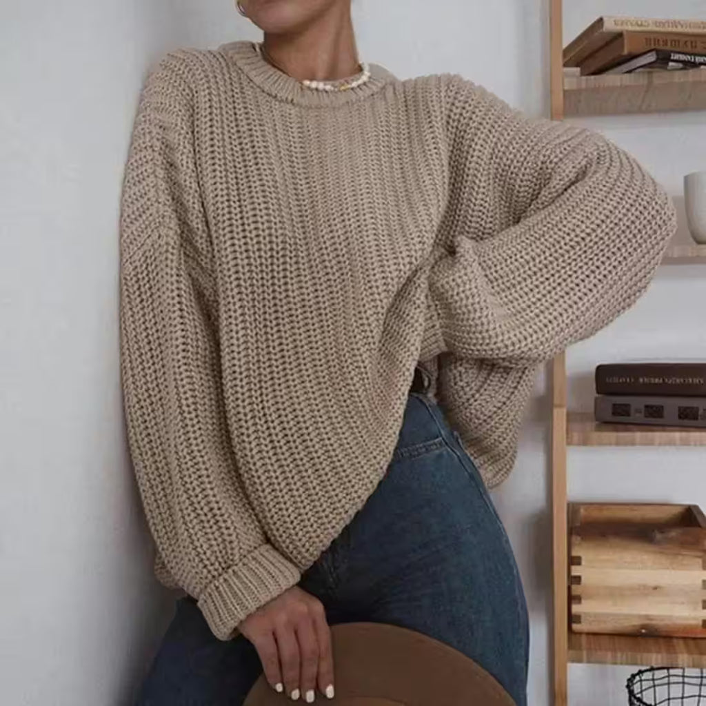 Casual Simple Neck Loose Knit Pullover Sweate - Additional View 10