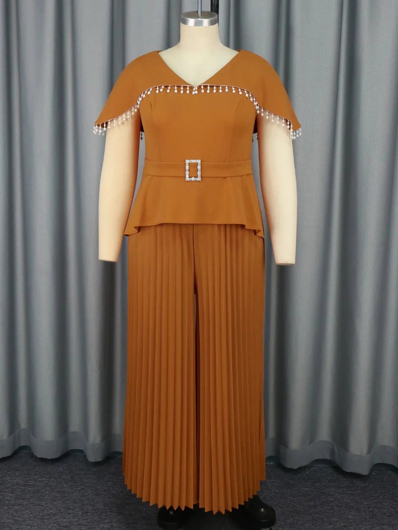 Plus Size Jumpsuits V Neck Cape Sleeve High - Additional View 4