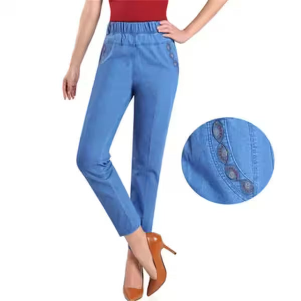 Slim High Waist Elasticity Casual Cowboy Pants - Additional View 11