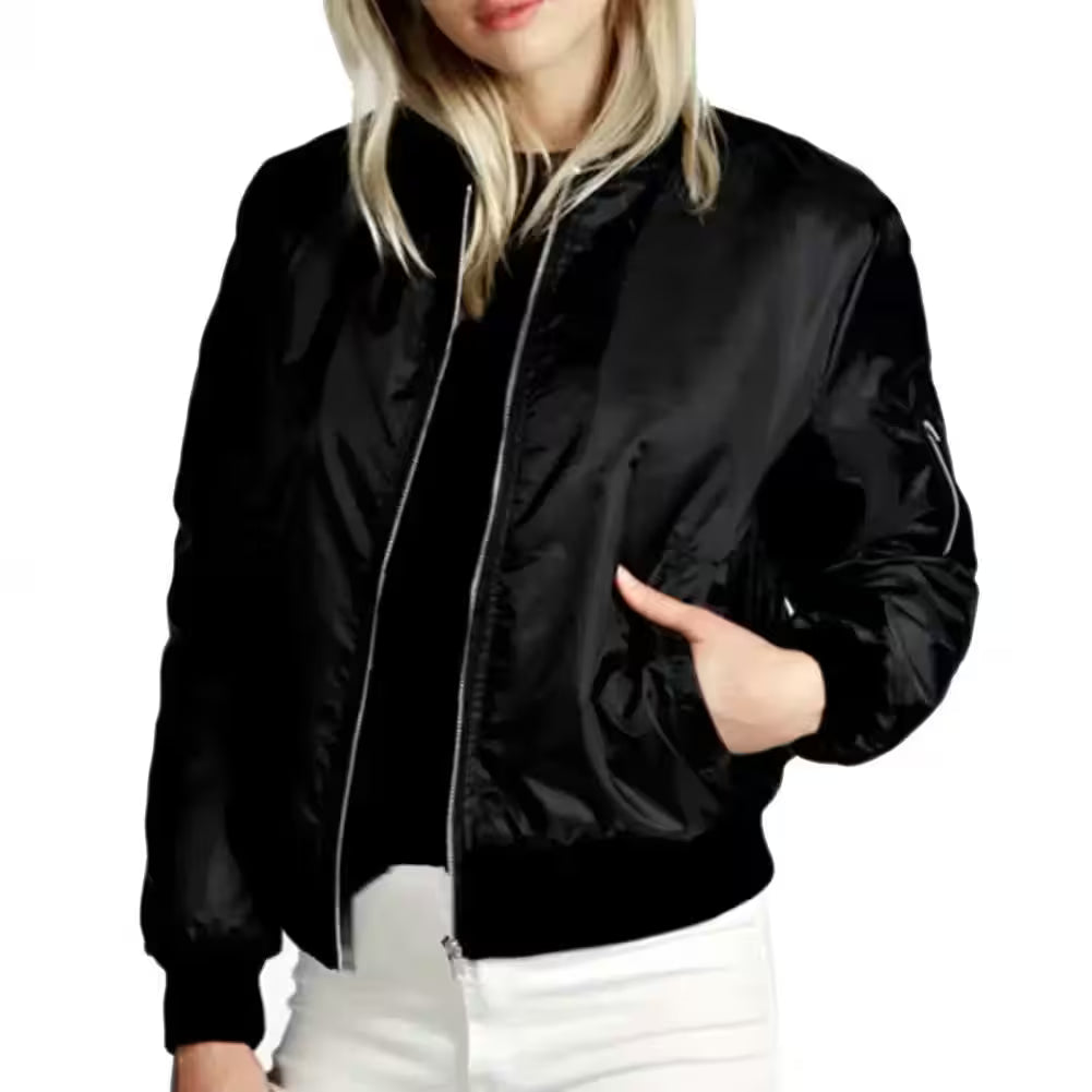 Solid Zipper Jackets Spring Autumn Casual - Additional View 5