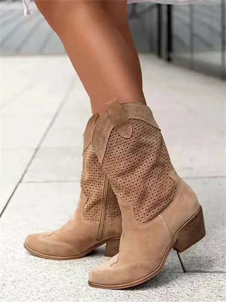 Chunky Heel Mid Boots Side Zip Size 34- 43 Short - Additional View 5